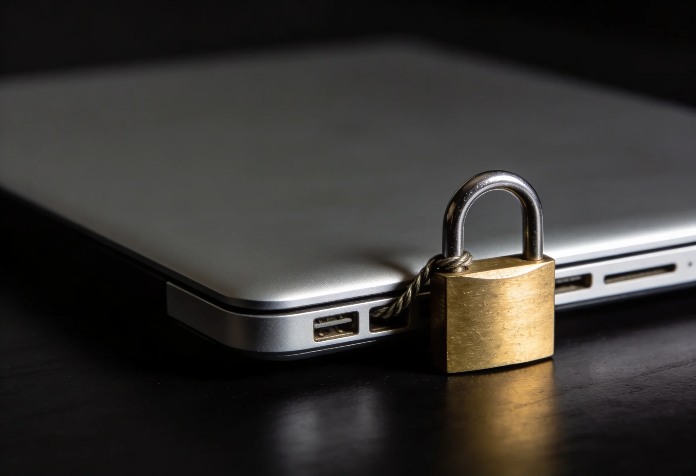 Padlocked laptop on a desk representing blocked access to unlicensed betting sites